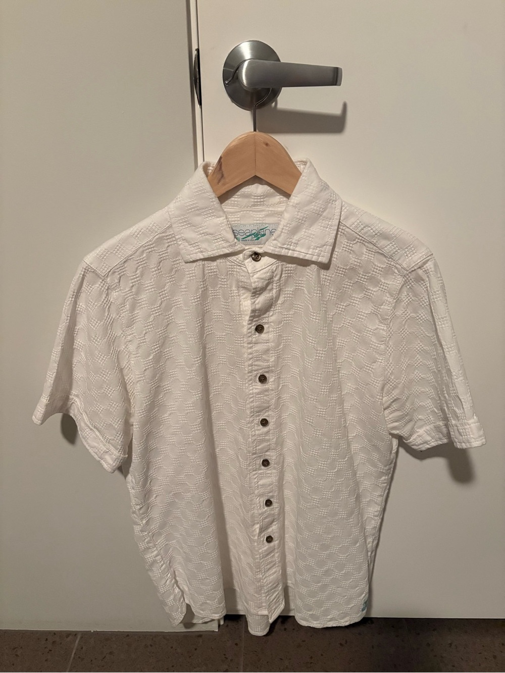 Seaplane Textured White Short-Sleeve Shirt